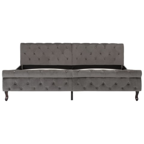 RAMA ŁÓŻKA SZARA TAPICEROWANA AKSAMITEM 200X200CM