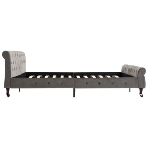 RAMA ŁÓŻKA SZARA TAPICEROWANA AKSAMITEM 200X200CM