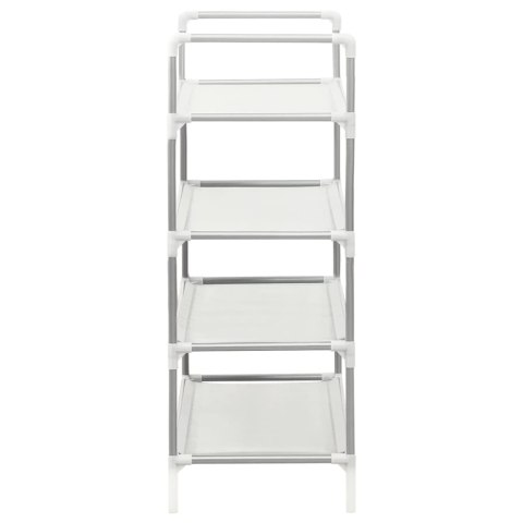 STOJAK NA BUTY Z 4 PÓŁKAMI METAL I WŁÓKNINA SREBRNY