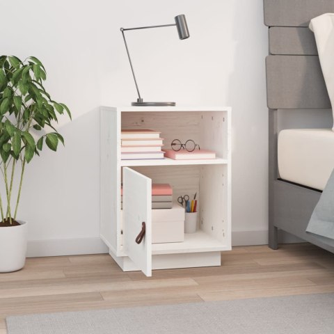 SZAFKA NOCNA BIAŁA 40X34X55CM DREWNO SOSNOWE