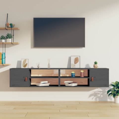 SZAFKI ŚCIENNE 2 SZT. SZARE 80X30X30CMDREWNO SOSNOWE