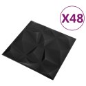 PANELE ŚCIENNE 3D 48 SZT. 50X50CM DIAMENTOWA CZERŃ 12 M²