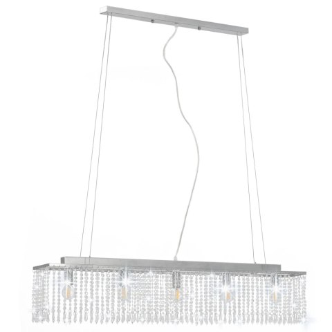 LAMPA SUFITOWA Z KRYSZTAŁOWYMI KORALIKAMI SREBRNA 104CM E14