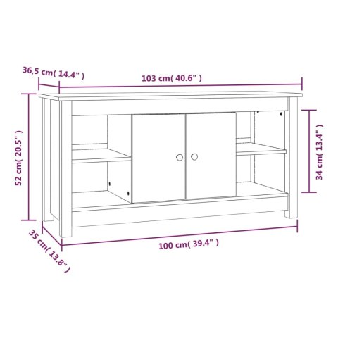 SZAFKA TELEWIZYJNA CZARNA 103X36,5X52CMDREWNO SOSNOWE