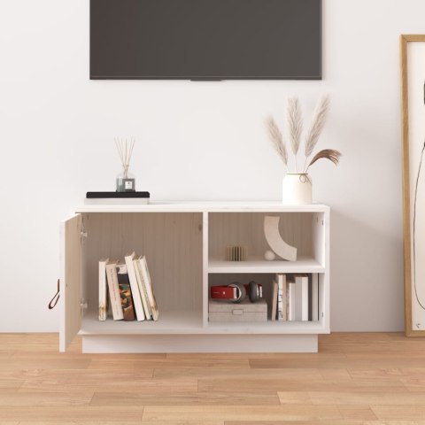 SZAFKA POD TELEWIZOR BIAŁA 70X34X40CMDREWNO SOSNOWE