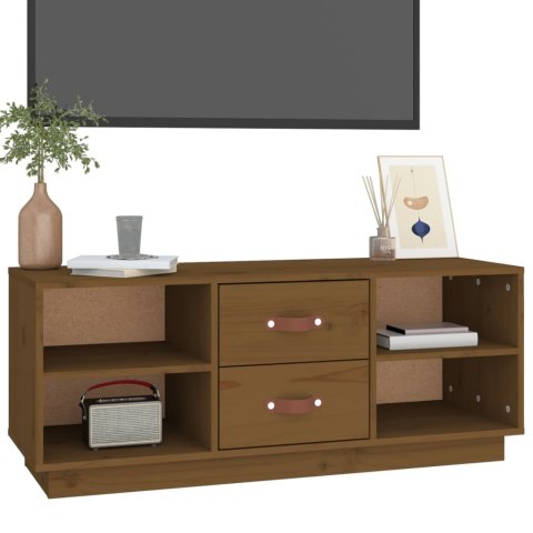 SZAFKA POD TV MIODOWY BRĄZ 100X34X40CMDREWNO SOSNOWE