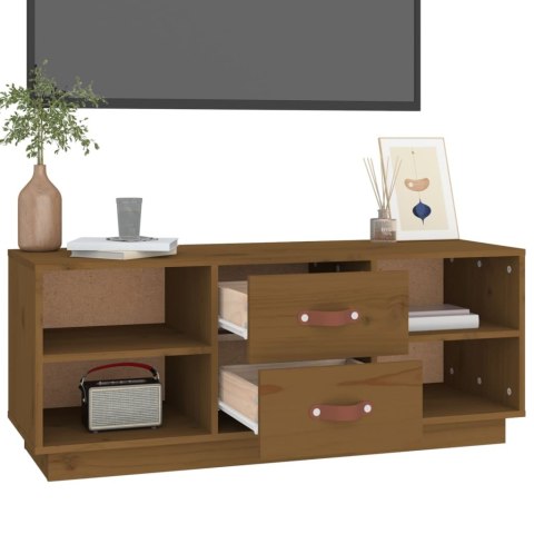 SZAFKA POD TV MIODOWY BRĄZ 100X34X40CMDREWNO SOSNOWE