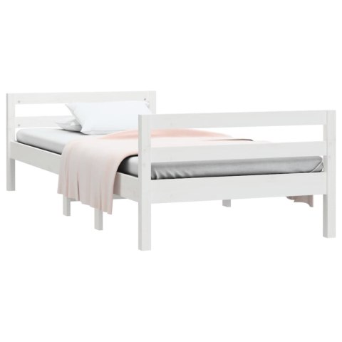 RAMA ŁÓŻKA BIAŁA 75X190CM DREWNO SOSNOWE