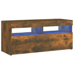 SZAFKA POD TV Z OŚWIETLENIEM LED PRZYDYMIONY DĄB 90X35X40CM