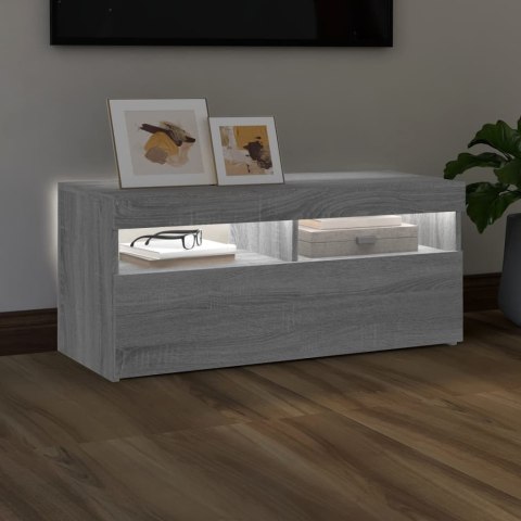 SZAFKA POD TV Z OŚWIETLENIEM LED SZARY DĄB SONOMA 90X35X40CM