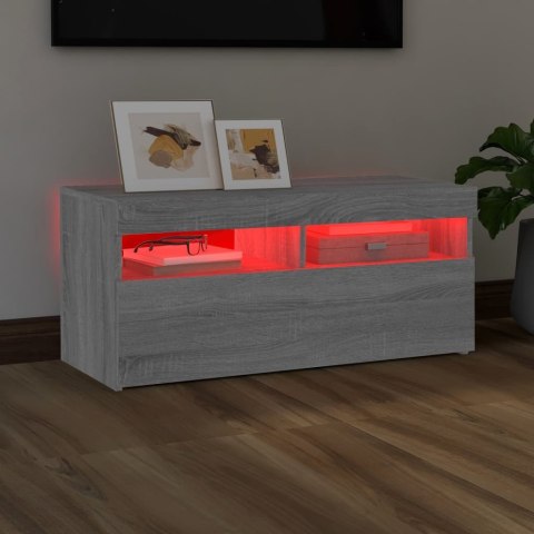 SZAFKA POD TV Z OŚWIETLENIEM LED SZARY DĄB SONOMA 90X35X40CM