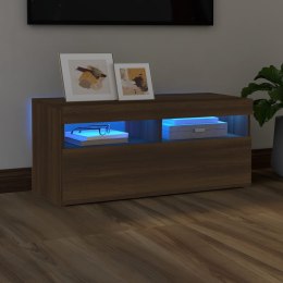SZAFKA POD TV Z OŚWIETLENIEM LED BRĄZOWY DĄB 90X35X40CM