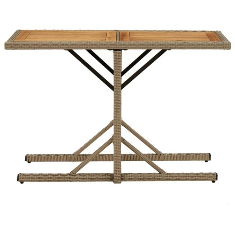 STÓŁ OGRODOWY BEŻOWY DREWNO AKACJOWE I POLIRATTAN