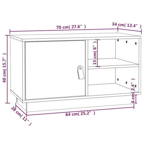 SZAFKA POD TV SZARA 70X34X40CMDREWNO SOSNOWE