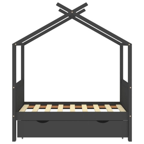 ŁÓŻKO DZIECIĘCE Z SZUFLADĄ CIEMNOSZARE SOSNA 70X140CM