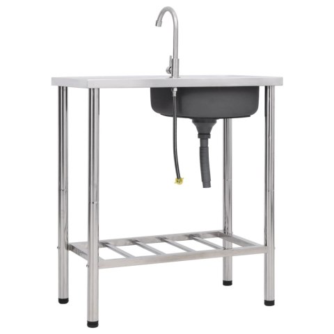 ZLEWOZMYWAK KEMPINGOWY JEDNOKOMOROWY Z KRANEM STAL NIERDZEWNA