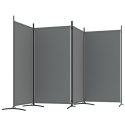 PARAWAN POKOJOWY 4-PANELOWY ANTRACYTOWY 346X180CM TKANINA