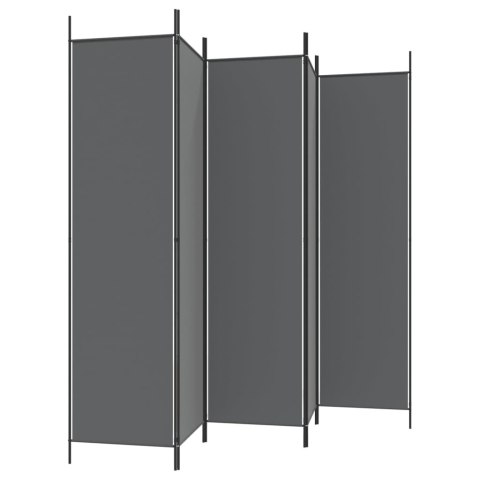 PARAWAN POKOJOWY 5-PANELOWY ANTRACYTOWY 250X200CM TKANINA