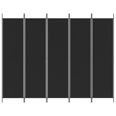 PARAWAN POKOJOWY 5-PANELOWY CZARNY 250X200CM TKANINA