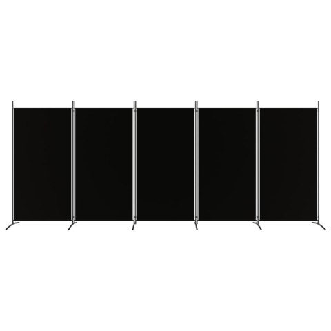 PARAWAN POKOJOWY 5-PANELOWY CZARNY 433X180CM TKANINA