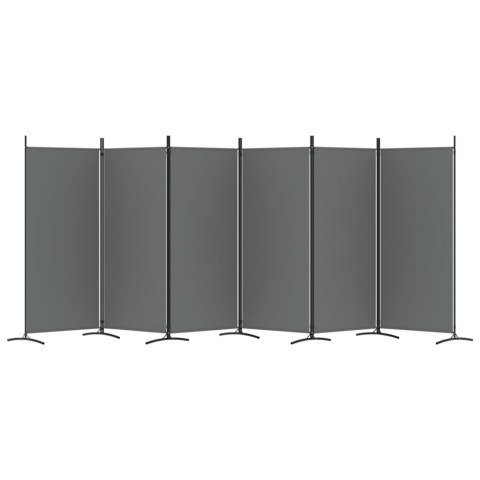 PARAWAN POKOJOWY DEKORACYJNY ŚCIANKA ZASŁONA 6-PANELOWY ANTRACYTOWY 520X180CM TKANINA