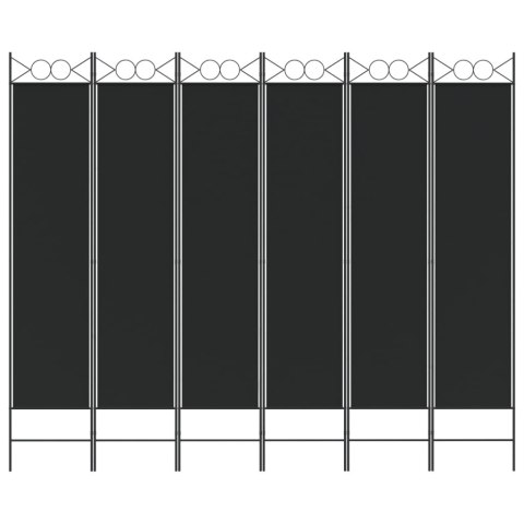 PARAWAN POKOJOWY 6-PANELOWY CZARNY 240X200CM TKANINA