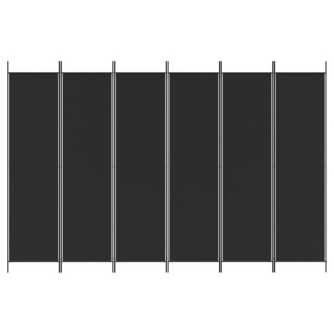 PARAWAN POKOJOWY 6-PANELOWY CZARNY 300X200CM TKANINA