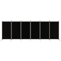PARAWAN POKOJOWY DEKORACYJNY ŚCIANKA ZASŁONA 6-PANELOWY CZARNY 520X180CM TKANINA