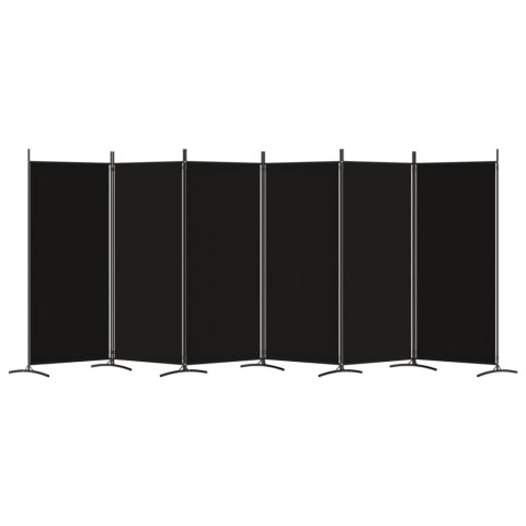 PARAWAN POKOJOWY DEKORACYJNY ŚCIANKA ZASŁONA 6-PANELOWY CZARNY 520X180CM TKANINA