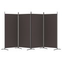 PARAWAN POKOJOWY DEKORACYJNY ŚCIANKA ZASŁONA 4-PANELOWY BRĄZOWY 346X180CM TKANINA