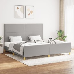 RAMA ŁÓŻKA Z ZAGŁÓWKIEM JASNOSZARA 200X200CM TKANINA