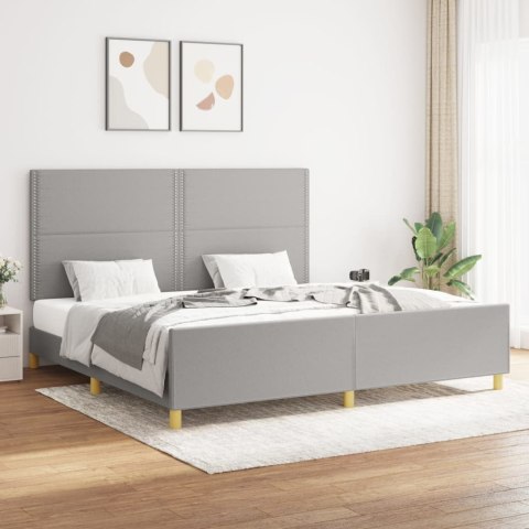 RAMA ŁÓŻKA Z ZAGŁÓWKIEM JASNOSZARA 200X200CM TKANINA