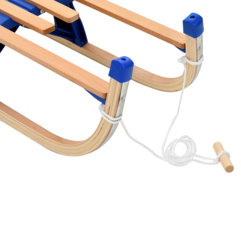 SANKI DREWNIANE SKŁADANE 119CM METALOWE PŁOZY NIEBIESKIE DUŻE