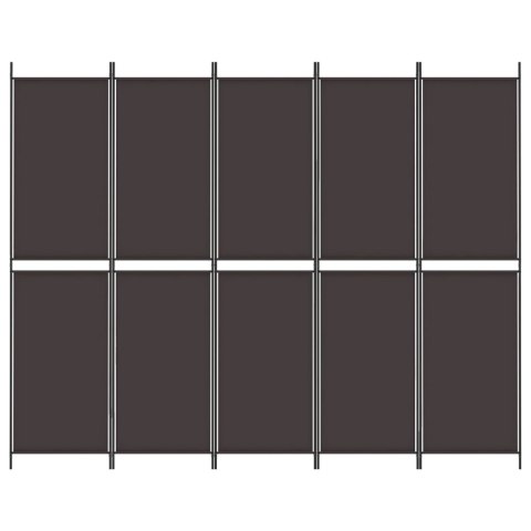 PARAWAN POKOJOWY 5-PANELOWY BRĄZOWY 250X200CM TKANINA