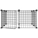 KLATKA DLA ZWIERZĄT Z BRAMKĄ 8 PANELI CZARNA 35X35CM STAL