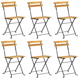 SKŁADANE KRZESŁA OGRODOWE 6 SZT. STAL I LITE DREWNO AKACJOWE