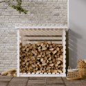 STOJAK NA DREWNO BIAŁY 108X73X108CM LITE DREWNO SOSNOWE