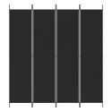 PARAWAN POKOJOWY 4-PANELOWY CZARNY 200X220CM TKANINA