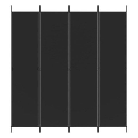 PARAWAN POKOJOWY 4-PANELOWY CZARNY 200X220CM TKANINA