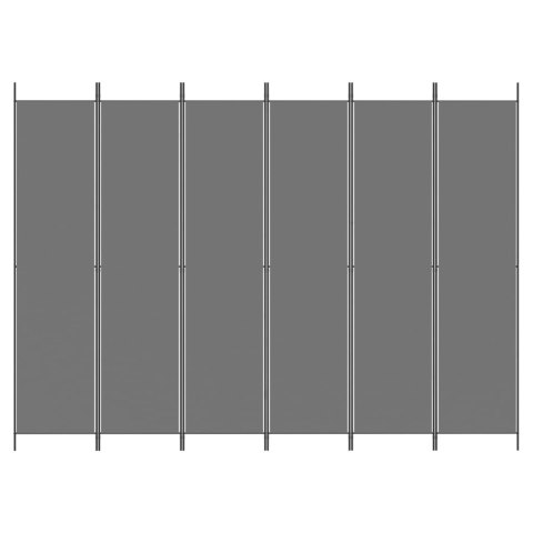 PARAWAN POKOJOWY 6-PANELOWY ANTRACYTOWY 300X220CM TKANINA