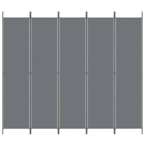 PARAWAN POKOJOWY 5-PANELOWY ANTRACYTOWY250X220CM TKANINA