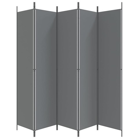 PARAWAN POKOJOWY 5-PANELOWY ANTRACYTOWY250X220CM TKANINA