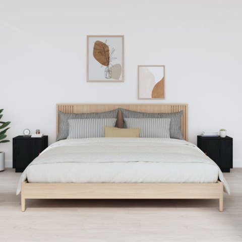 SZAFKI NOCNE 2 SZT. CZARNE 40X34X45CM LITE DREWNO SOSNOWE