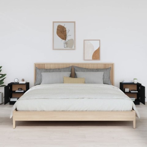 SZAFKI NOCNE 2 SZT. CZARNE 40X34X45CM LITE DREWNO SOSNOWE