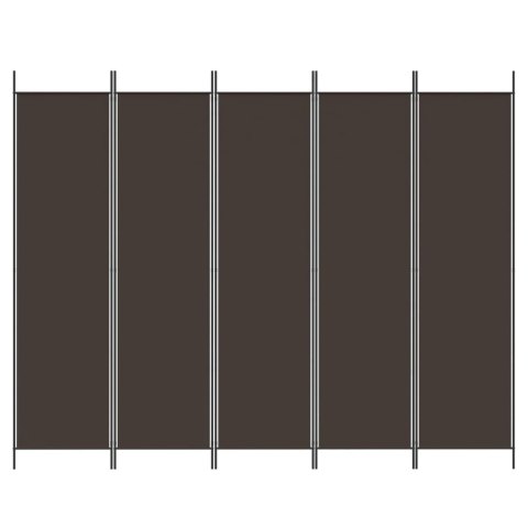 PARAWAN POKOJOWY 5-PANELOWY BRĄZOWY 250X200CM TKANINA