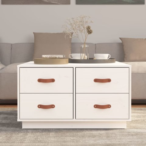 STOLIK KAWOWY BIAŁY 80X80X45CM DREWNO SOSNOWE