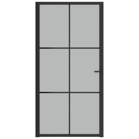 DRZWI WEWNĘTRZNE 102,5X2015CM CZARNE SZKŁO I ALUMINIUM