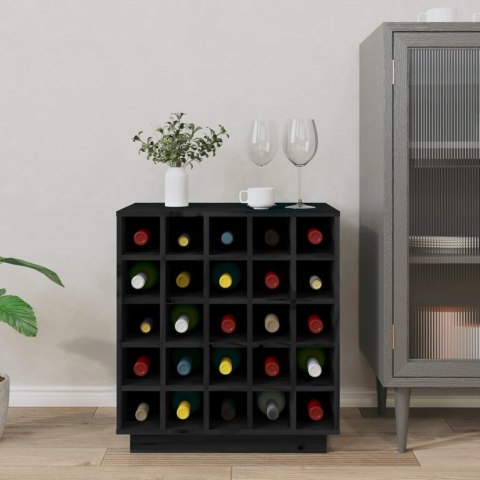 SZAFKA NA WINO CZARNA 55,5X34X61CM DREWNO SOSNOWE