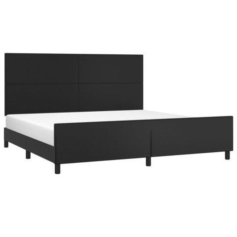 RAMA ŁÓŻKA Z ZAGŁÓWKIEM CZARNE 200X200CM SKÓRA