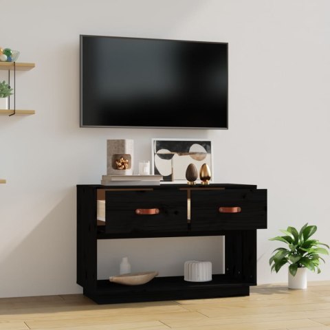 SZAFKA POD TV CZARNA 90X40X60CM DREWNO SOSNOWE